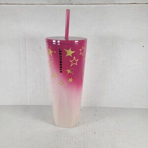 Starbucks Christmas Holiday 2024 Stainless Steel Pink Gold Star Venti Tumbler